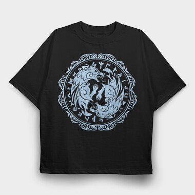 Wolf Viking Runes, Tricou Oversize Barbati (Unisex)