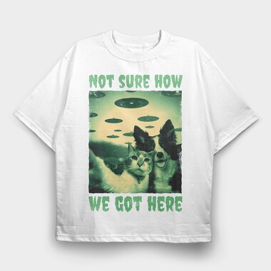 Dog and Cat Ufo, Tricou Oversize Barbati (Unisex)