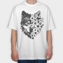 Wolf With Flowers, Tricou Oversize Barbati (Unisex)