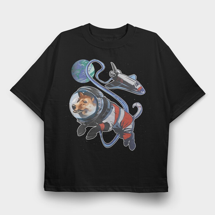 Space Dog Earth, Tricou Oversize Barbati (Unisex)