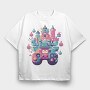 Castle Made Up With Gaming Controllers, Tricou Oversize Barbati (Unisex)