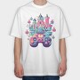 Castle Made Up With Gaming Controllers, Tricou Oversize Barbati (Unisex)