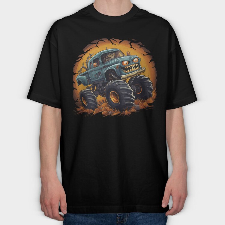 Halloween Monster Truck, Tricou Oversize Barbati (Unisex)