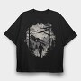 Man Hiking Forest, Tricou Oversize Barbati (Unisex)