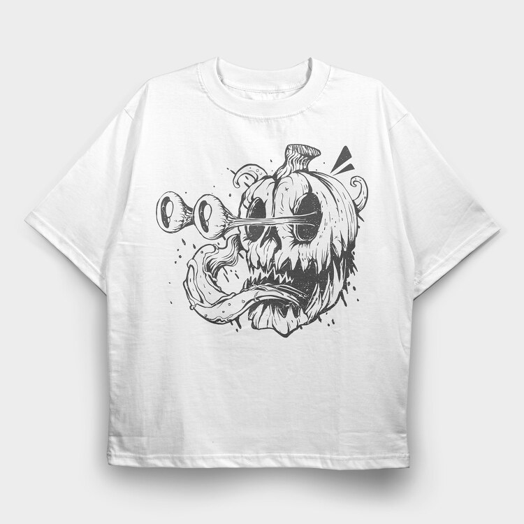 Pumpkin Trippy Monochrome, Tricou Oversize Barbati (Unisex)