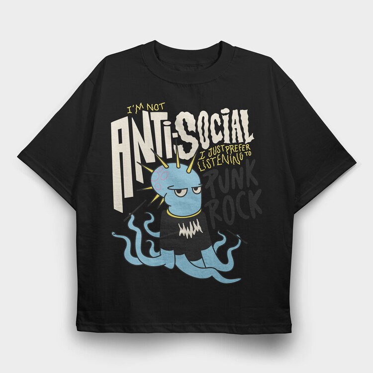 Punk Rock Octopus, Tricou Oversize Barbati (Unisex)