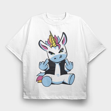 Punk Unicorn Middle Finger, Tricou Oversize Barbati (Unisex)