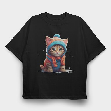Cat Beanie Cap, Tricou Oversize Barbati (Unisex)