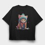 Cat Beanie Cap, Tricou Oversize Barbati (Unisex)