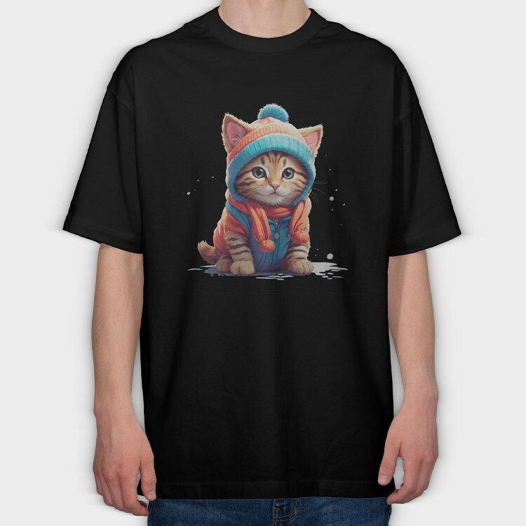 Cat Beanie Cap, Tricou Oversize Barbati (Unisex)