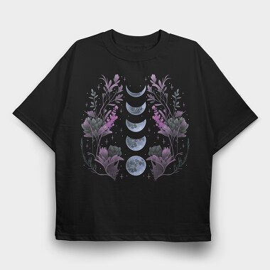 Purple Flowers Dark Moon, Tricou Oversize Barbati (Unisex)
