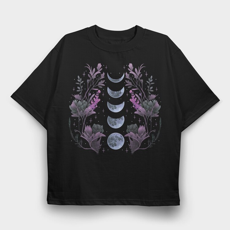 Purple Flowers Dark Moon, Tricou Oversize Barbati (Unisex)