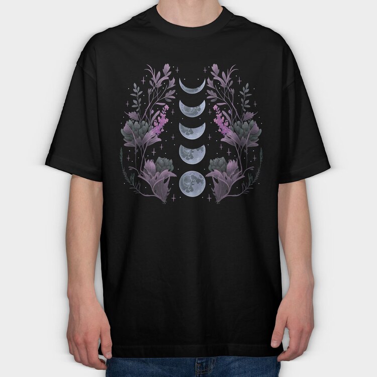 Purple Flowers Dark Moon, Tricou Oversize Barbati (Unisex)