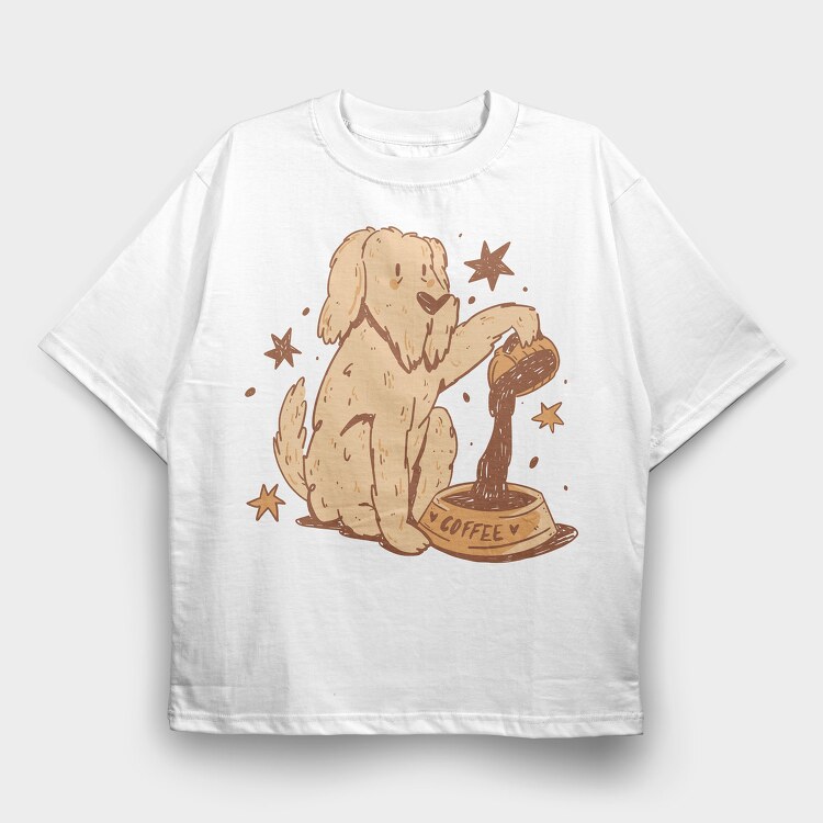 Dog Coffee Doodle, Tricou Oversize Barbati (Unisex)