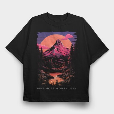 Purple Mountain Hike, Tricou Oversize Barbati (Unisex)