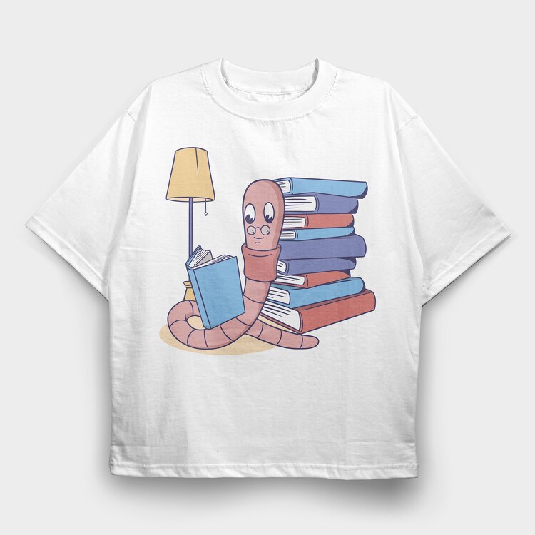 Worm Book, Tricou Oversize Barbati (Unisex)