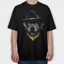 Dog Cowboy Realistic Color, Tricou Oversize Barbati (Unisex)