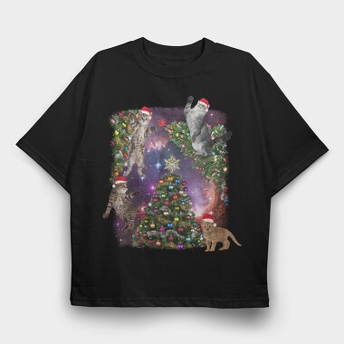 Xmas Cats, Tricou Oversize Barbati (Unisex)