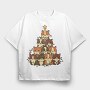 Hamster Christmas Tree, Tricou Oversize Barbati (Unisex)