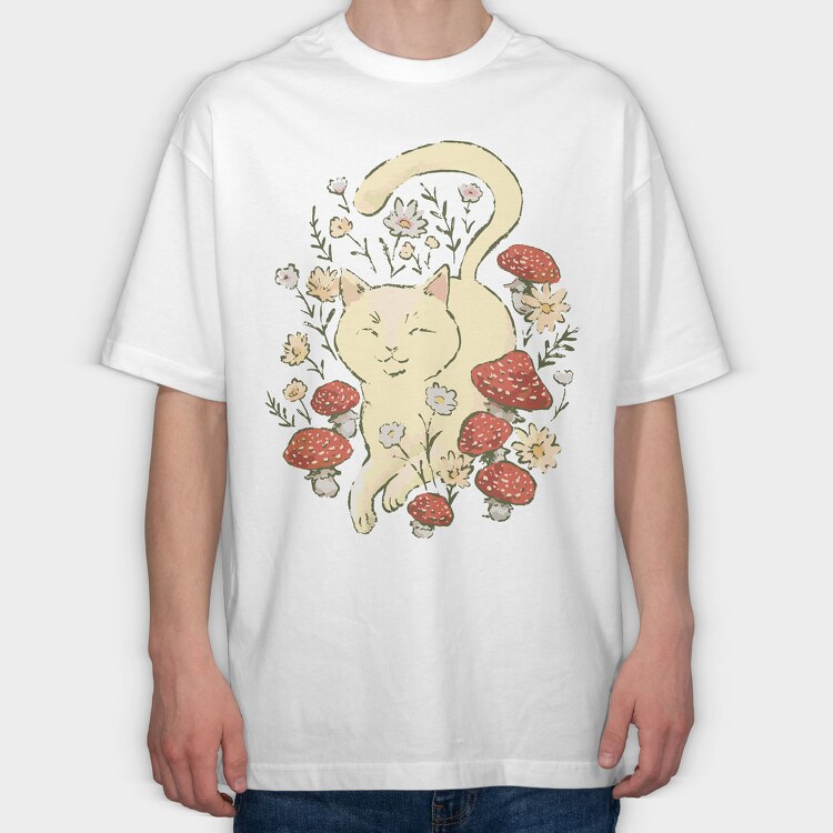 Cat Cottagecore, Tricou Oversize Barbati (Unisex)