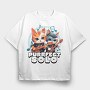 Purrfect Solo Cats Guitar, Tricou Oversize Barbati (Unisex)