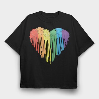 Puzzle Rainbow Paint, Tricou Oversize Barbati (Unisex)