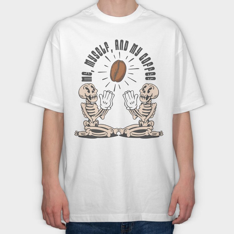 Me Myself and My Coffee, Tricou Oversize Barbati (Unisex)