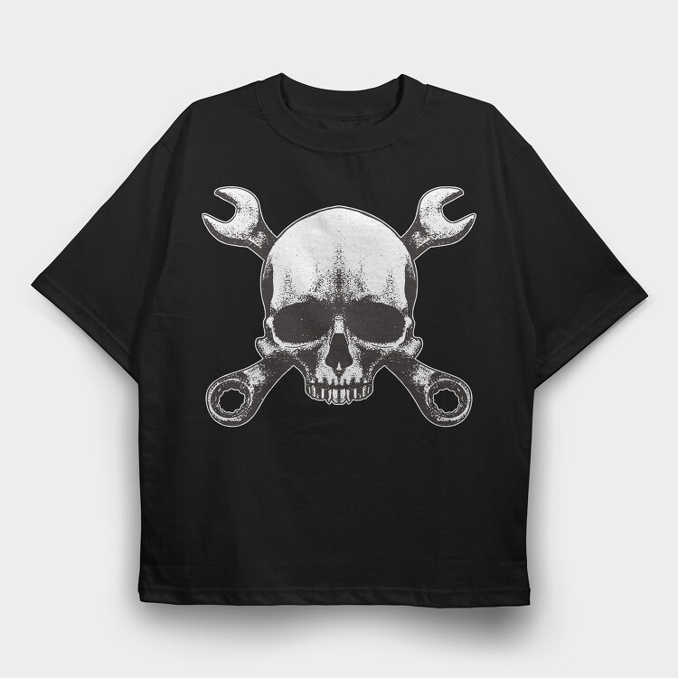 Mechanic Skull Wrench, Tricou Oversize Barbati (Unisex)