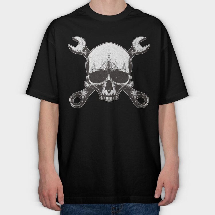 Mechanic Skull Wrench, Tricou Oversize Barbati (Unisex)