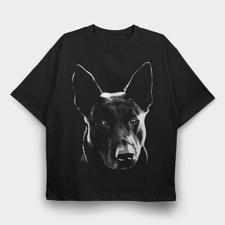 Dog Hollandse Herdershond Monochrome, Tricou Oversize Barbati (Unisex)