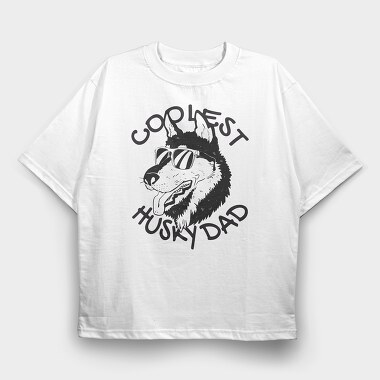 Dog Husky Dad, Tricou Oversize Barbati (Unisex)