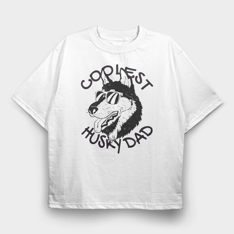 Dog Husky Dad, Tricou Oversize Barbati (Unisex)