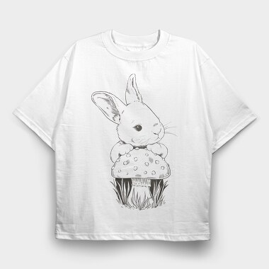 Rabbit and Mushroom, Tricou Oversize Barbati (Unisex)