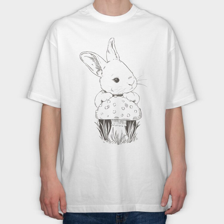 Rabbit and Mushroom, Tricou Oversize Barbati (Unisex)