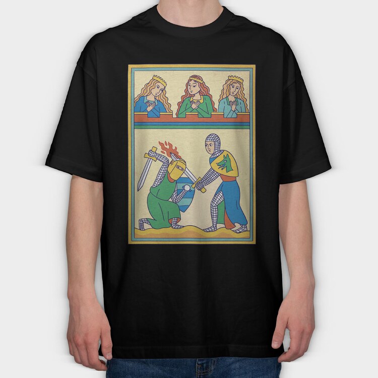 Medieval Illustration, Tricou Oversize Barbati (Unisex)