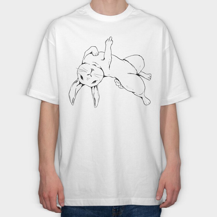 Rabbit Middle Finger, Tricou Oversize Barbati (Unisex)
