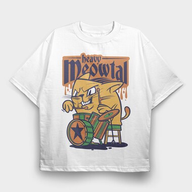 Cat Drummer 2, Tricou Oversize Barbati (Unisex)