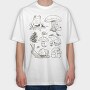 Handrawn Frogs Mushrooms, Tricou Oversize Barbati (Unisex)