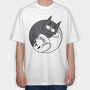 Yin Yang Cat and Dog, Tricou Oversize Barbati (Unisex)