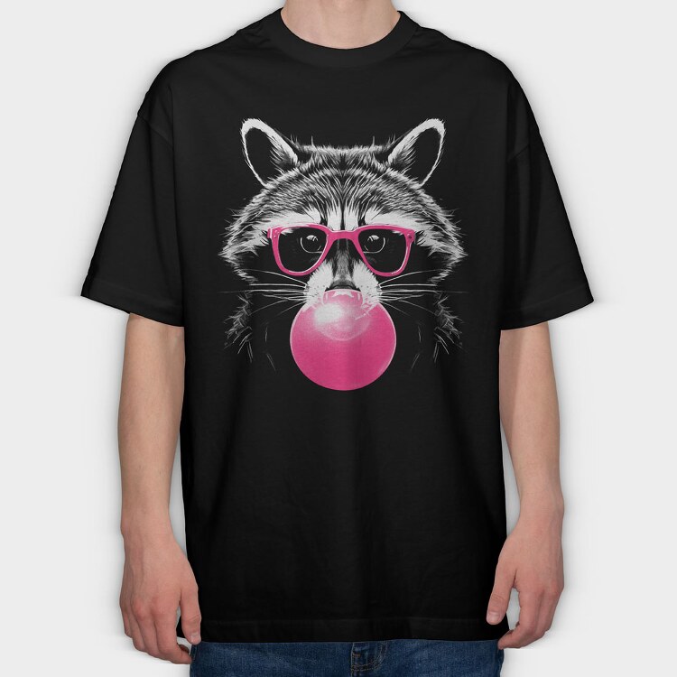 Raccoon Bubblegum, Tricou Oversize Barbati (Unisex)