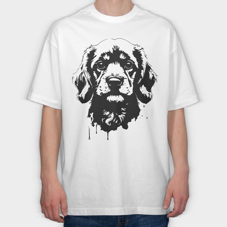 Dog Monochrome Portrait, Tricou Oversize Barbati (Unisex)