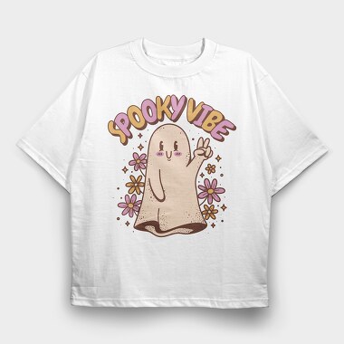 Spooky Vibe Cute Ghost, Tricou Oversize Barbati (Unisex)