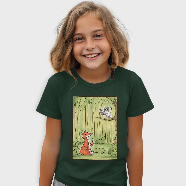 Cute Fox And Owl, Tricou Copii