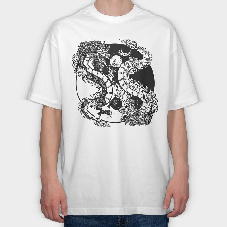 Yin Yang Dragons, Tricou Oversize Barbati (Unisex)