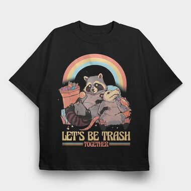 Raccoon Possum Garbage Rainbow, Tricou Oversize Barbati (Unisex)