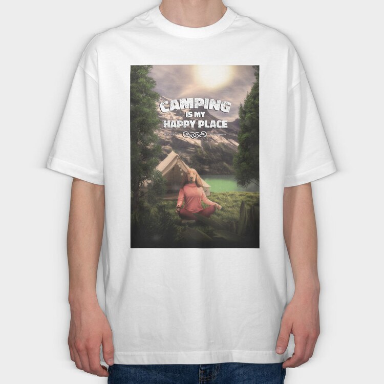 Yoga Camping, Tricou Oversize Barbati (Unisex)