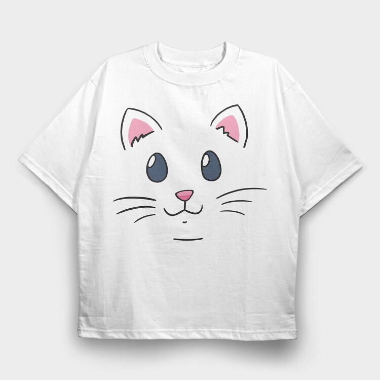 Cat Face, Tricou Oversize Barbati (Unisex)