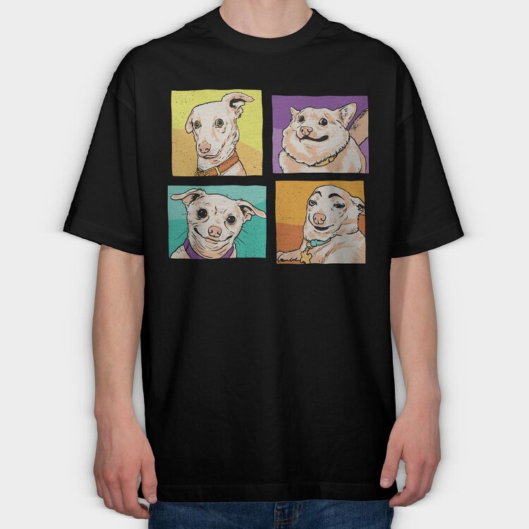 Meme Dogs, Tricou Oversize Barbati (Unisex)