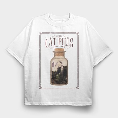 Happy Cat Pills, Tricou Oversize Barbati (Unisex)