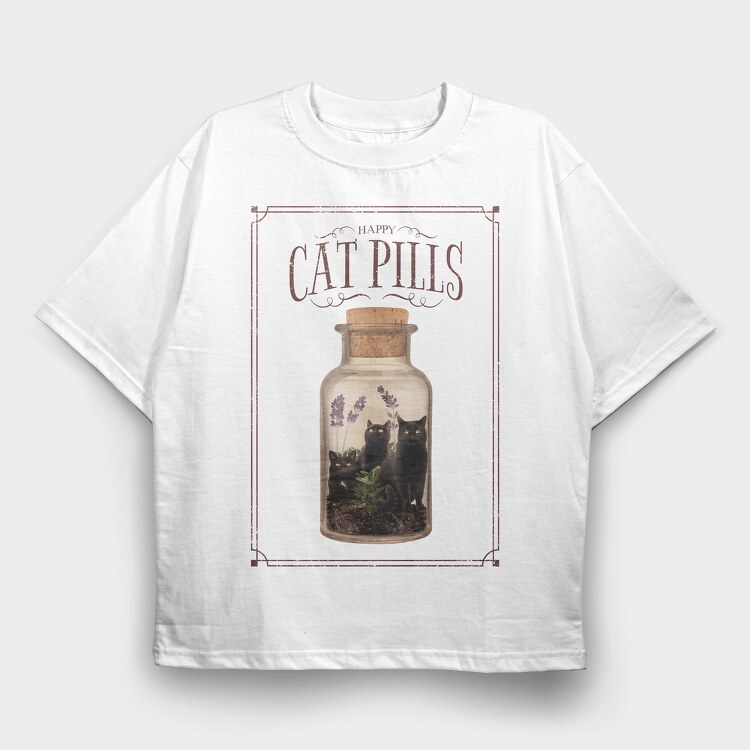 Happy Cat Pills, Tricou Oversize Barbati (Unisex)